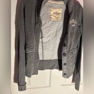Hollister Charcoal Button-Up Cardigan